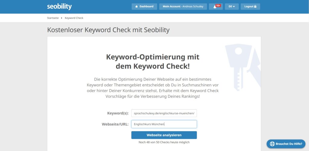 Seobility Keyword Check