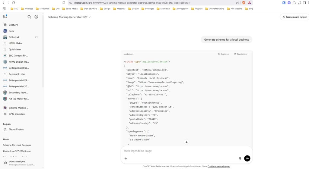 ChatGPT Schema Markup Generator