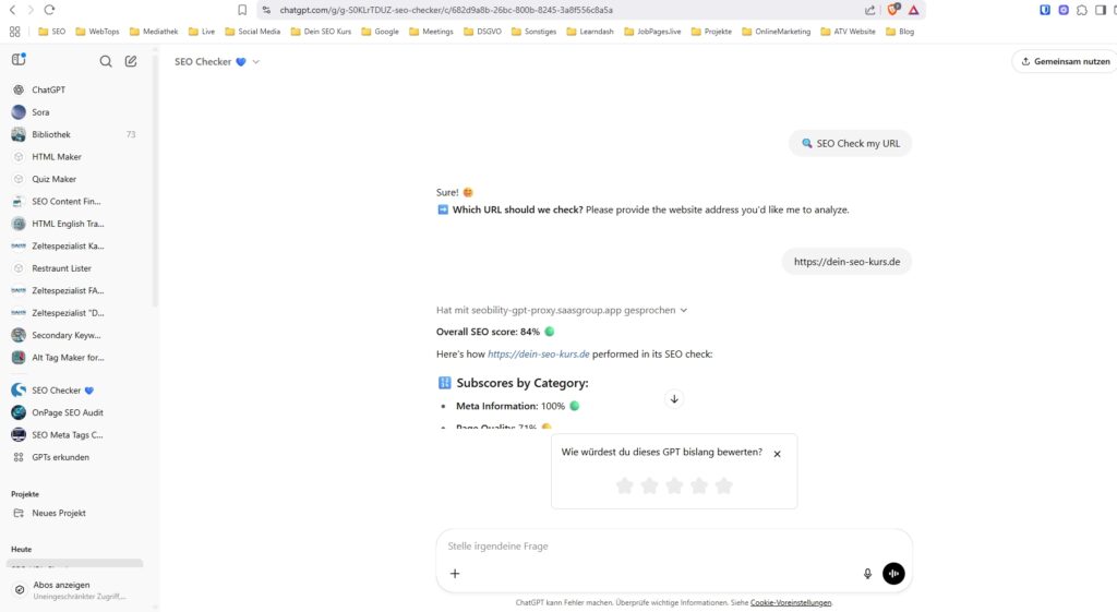 ChatGPT Seobility SEO Checker